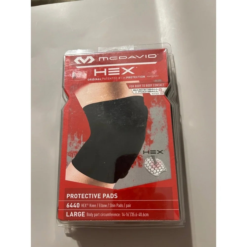 McDavid 6440 HEX Protective Pads Knee Elbow Shin Sleeves Black Large Pair NEW